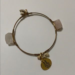 Gold Wire Pink Quarts Music Note Charm Bracelet